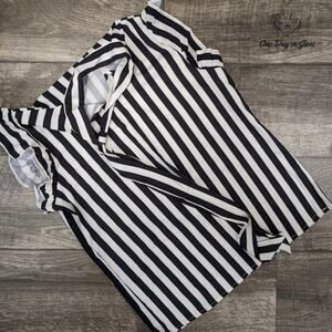 Amzbrly Ruffle Short Sleeve Striped Top Size M